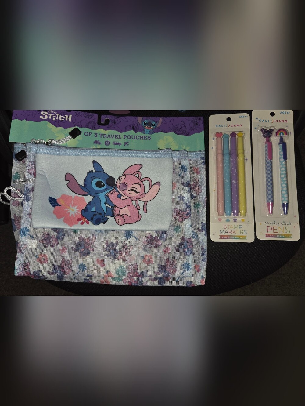 Disney Lilo & Stitch Kids 3 Pouch Set, 2 Pk Pens & 2 Luggage Tags, 3pk Socks